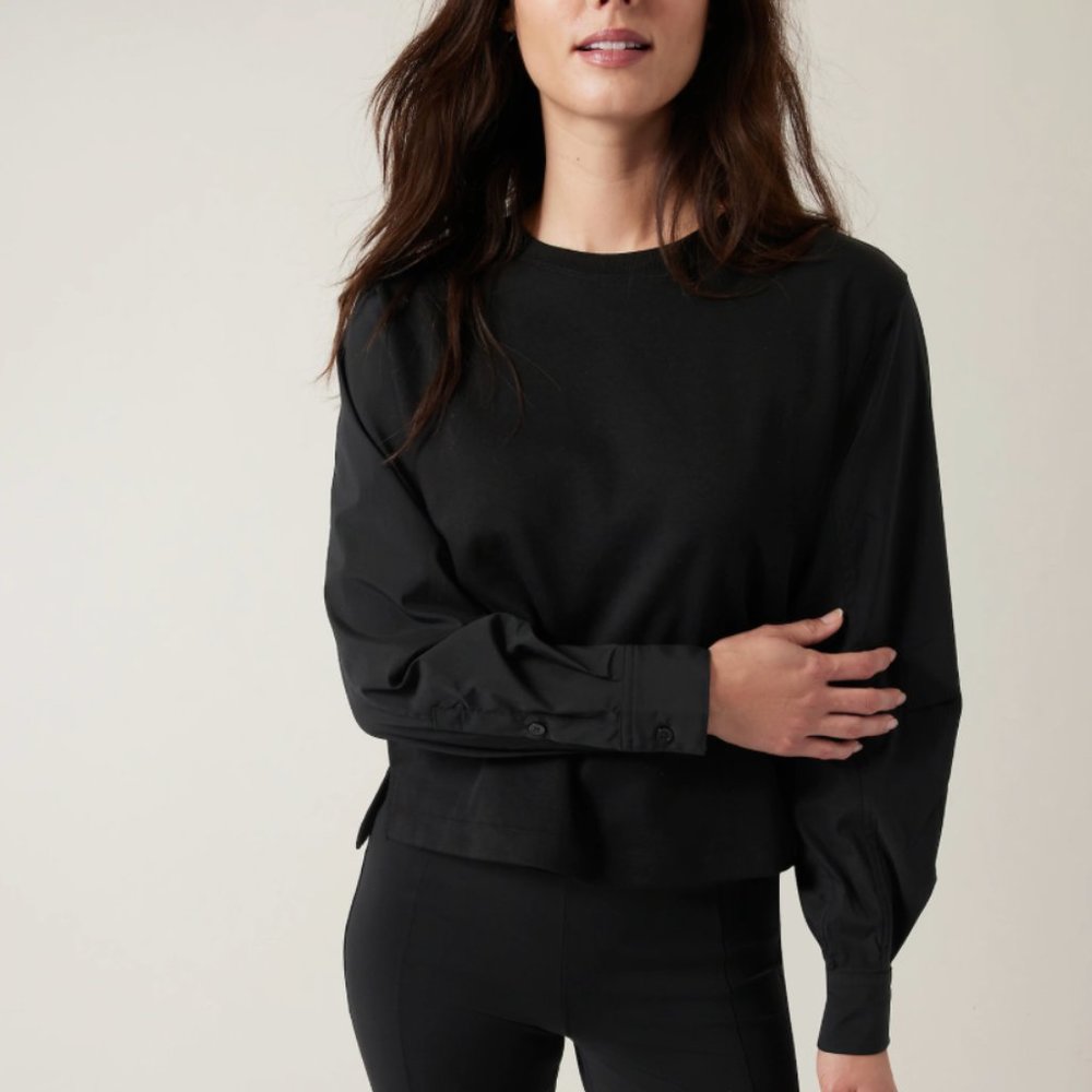 NWT Athleta Harlow Hybrid Top in Black